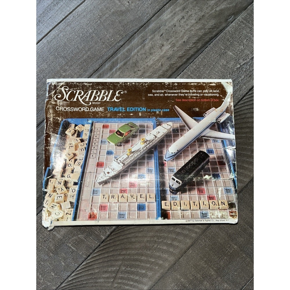 Vtg‎ 1977 Scrabble Travel Edition Crossword Game Blue Tiles